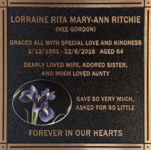 Bronze plaque with integrated ceramic photo inset, custom engraved text, and classic border&mdash;ideal for memorials and cemetery tributes.