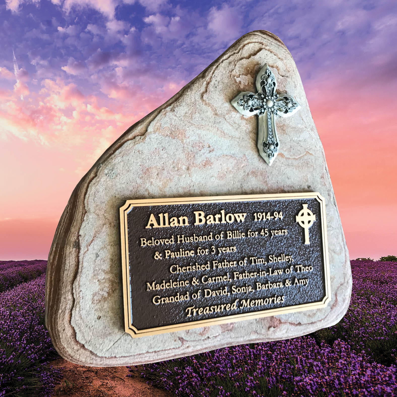 Cast bronze plaque with raised polished lettering on a dark oxidised background