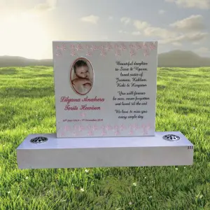 Traditional upright granite headstone with solid base, featuring deeply engraved text and a polished finish—designed for cemetery memorials and enduring tributes.
