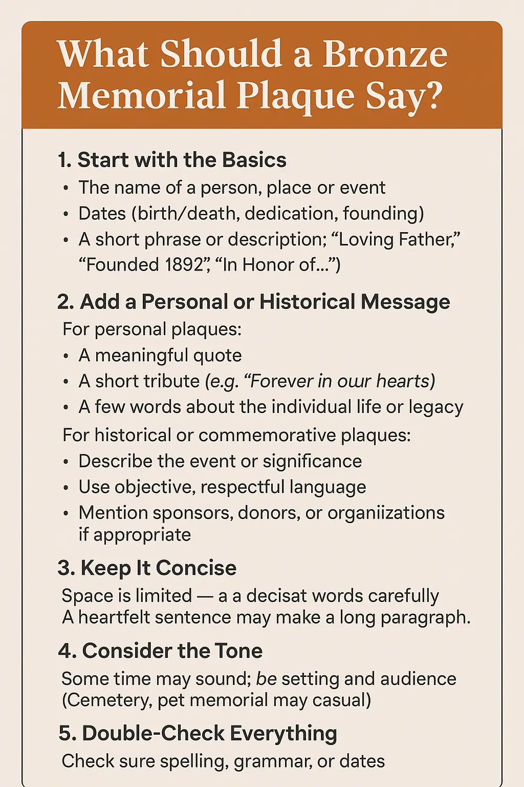 What Should a Bronze Memorial Plaque Say