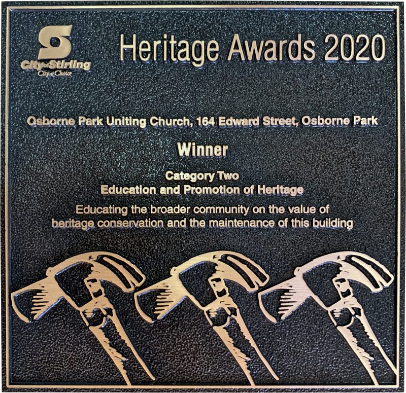 Heritage Awards plaque with elegant engraved design and formal typography – ideal for recognizing historical preservation, architectural excellence, or cultural heritage achievements.