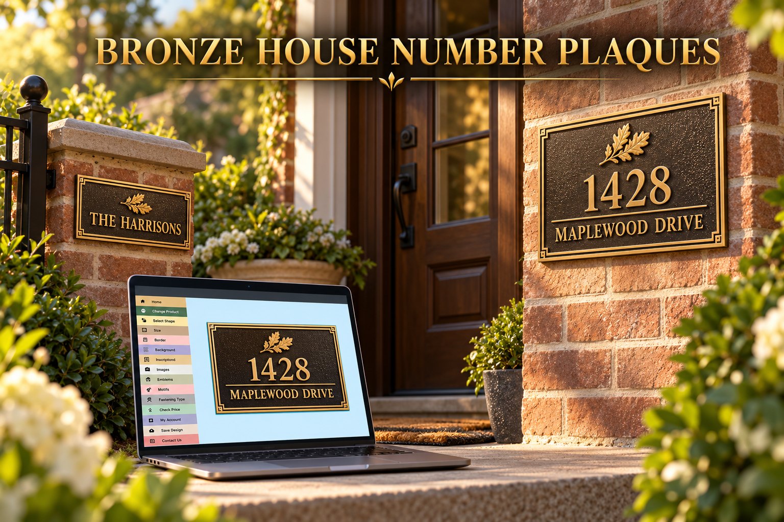 Cast bronze address plaque with raised numerals, the same casting process behind our Nevada grave markers
